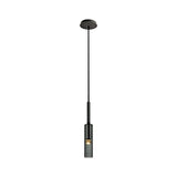 Modern Cylindrical Glass Pendant Light for Kitchen Black Image - 5