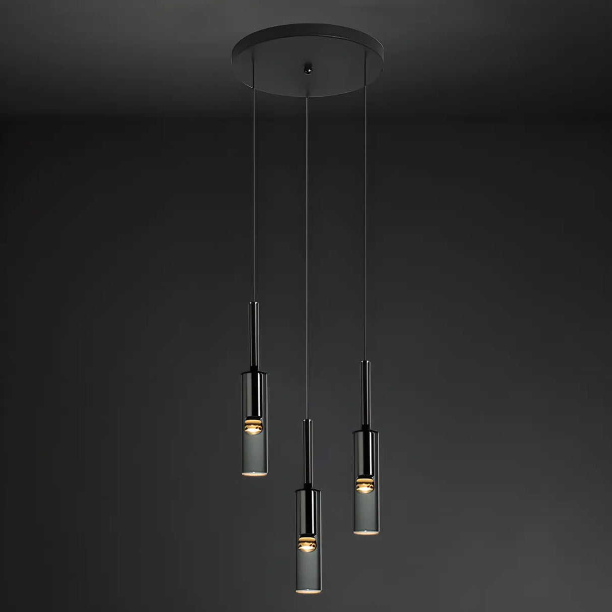 Modern Cylindrical Glass Pendant Light for Kitchen Black Image - 12