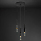 Modern Cylindrical Glass Pendant Light for Kitchen Black Image - 12