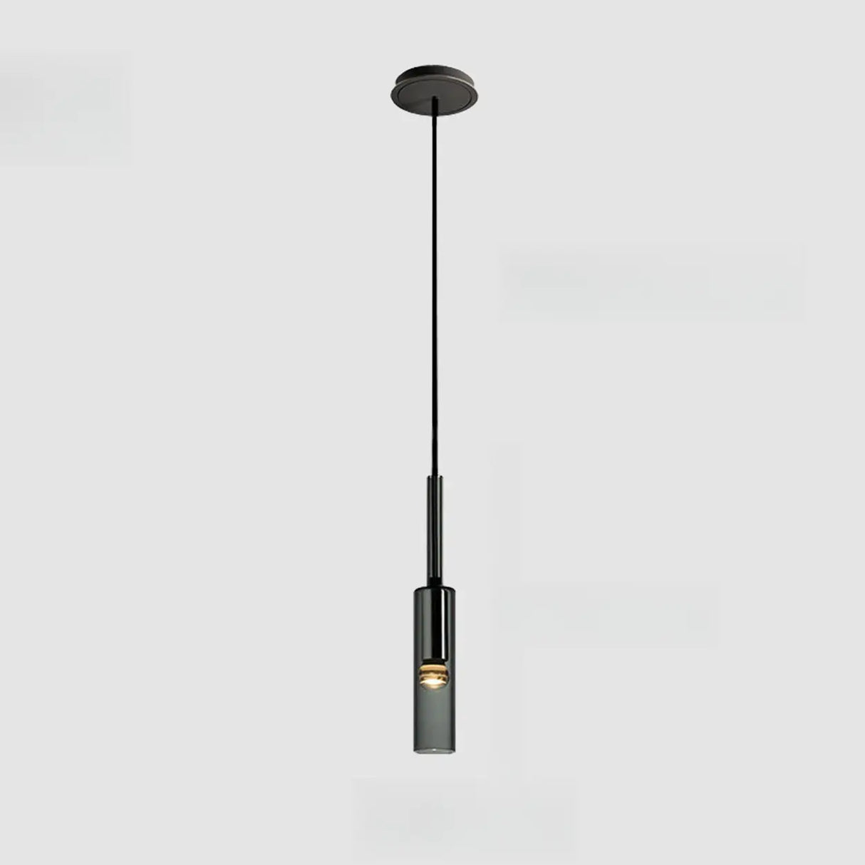 Modern Cylindrical Glass Pendant Light for Kitchen Black Image - 6