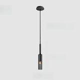 Modern Cylindrical Glass Pendant Light for Kitchen Black Image - 6