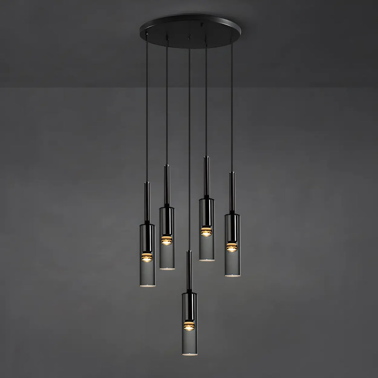 Modern Cylindrical Glass Pendant Light for Kitchen Black Image - 13