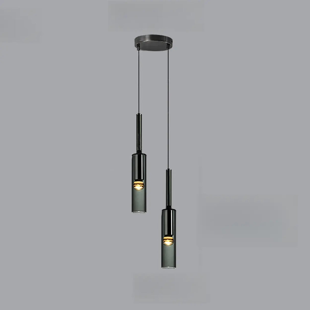 Modern Cylindrical Glass Pendant Light for Kitchen Black Image - 7