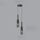Modern Cylindrical Glass Pendant Light for Kitchen Black Image - 7