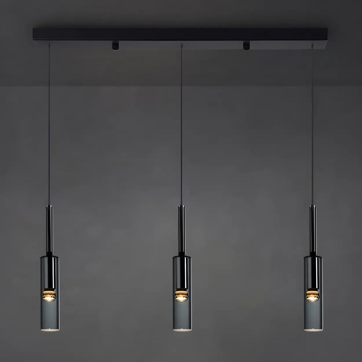 Modern Cylindrical Glass Pendant Light for Kitchen Black Image - 14
