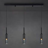 Modern Cylindrical Glass Pendant Light for Kitchen Black Image - 14