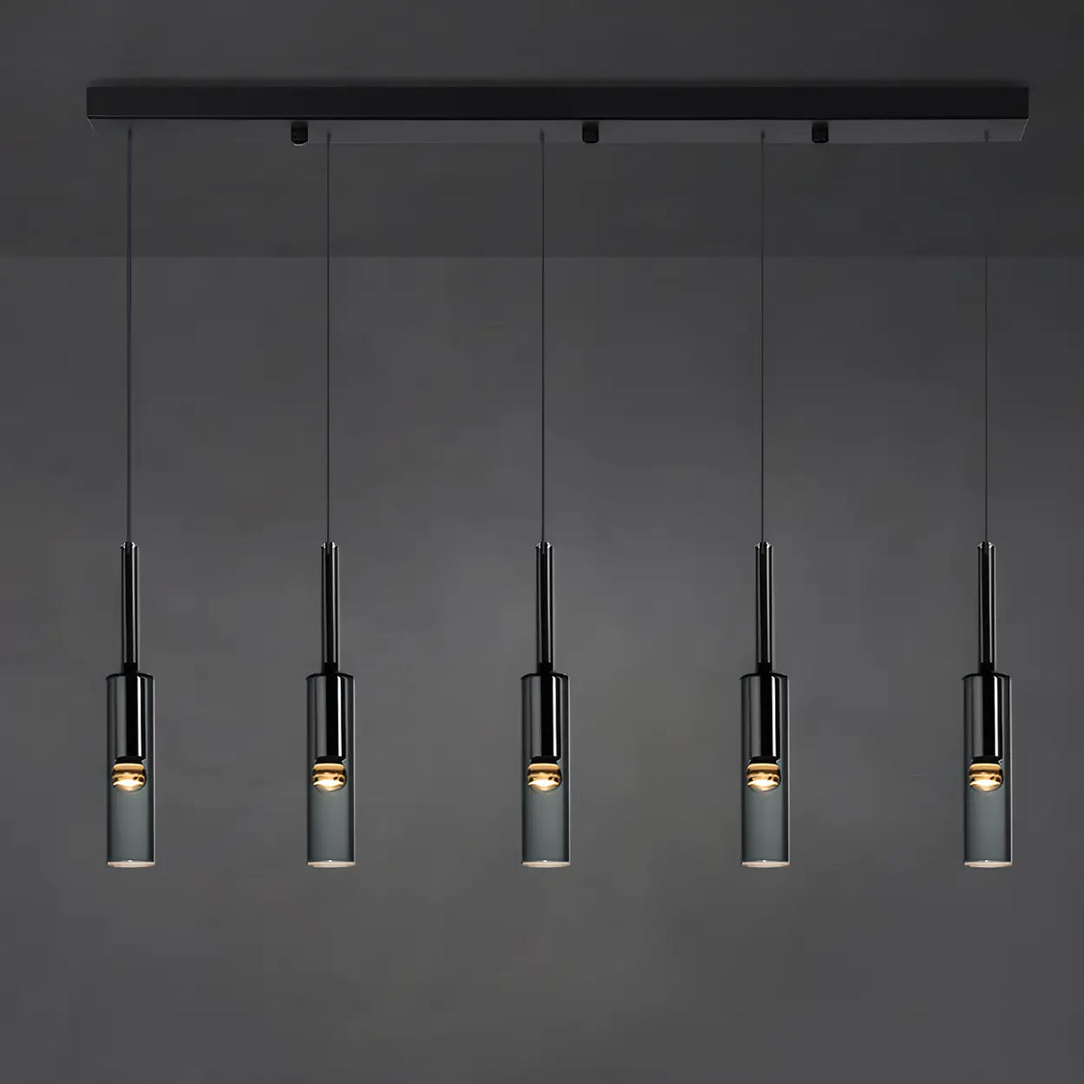 Modern Cylindrical Glass Pendant Light for Kitchen Black Image - 15