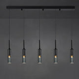 Modern Cylindrical Glass Pendant Light for Kitchen Black Image - 15