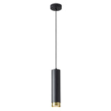 Modern Cylindrical Metal Bedroom White Pendant Light Image - 10