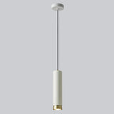 Modern Cylindrical Metal Bedroom White Pendant Light Image - 11