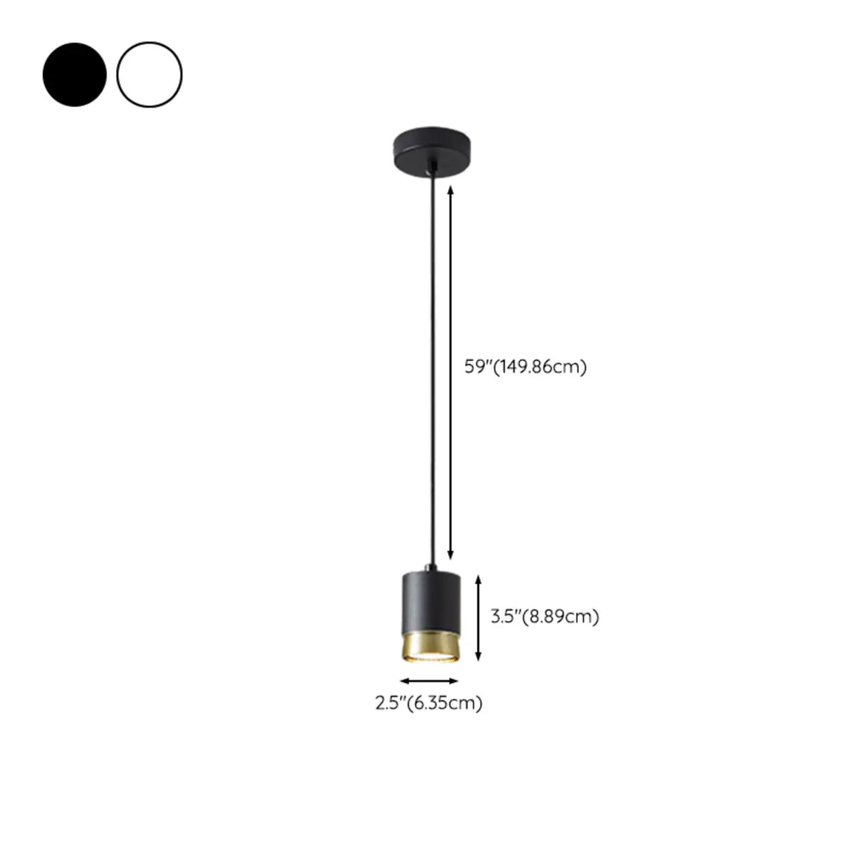 Modern Cylindrical Metal Bedroom White Pendant Light 