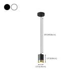 Modern Cylindrical Metal Bedroom White Pendant Light #size