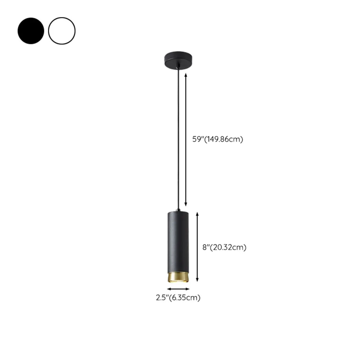 Modern Cylindrical Metal Bedroom White Pendant Light Image - 17