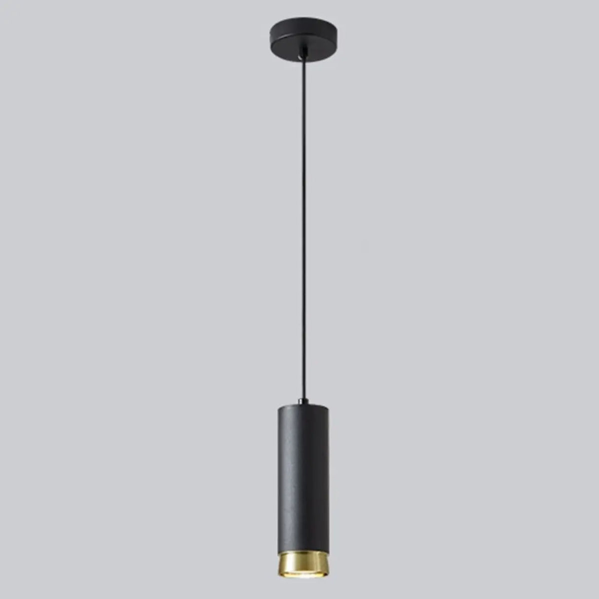 Modern Cylindrical Metal Bedroom White Pendant Light Image - 3