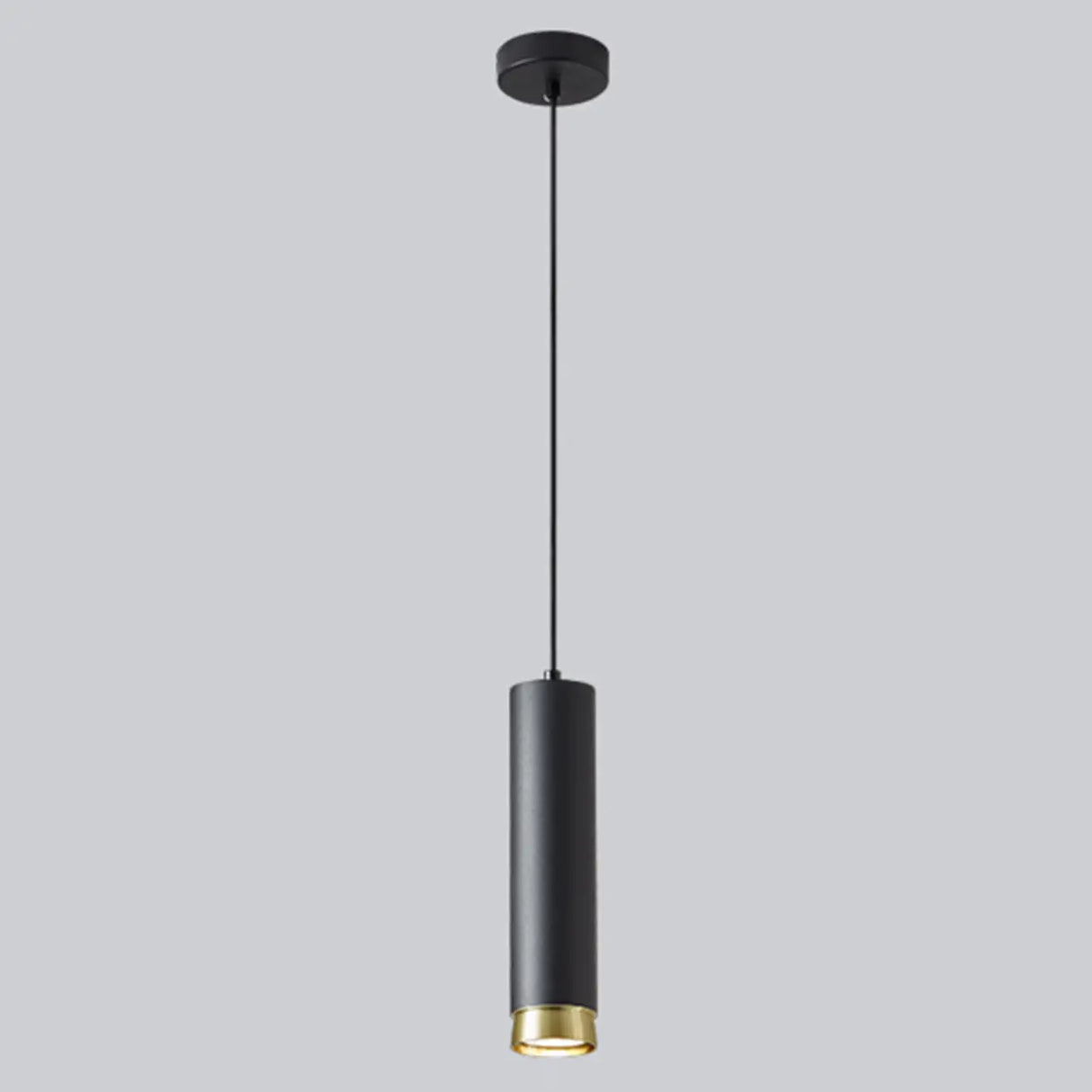 Modern Cylindrical Metal Bedroom White Pendant Light Image - 5