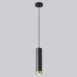 Modern Cylindrical Metal Bedroom White Pendant Light Image - 5
