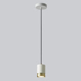 Modern Cylindrical Metal Bedroom White Pendant Light Image - 7