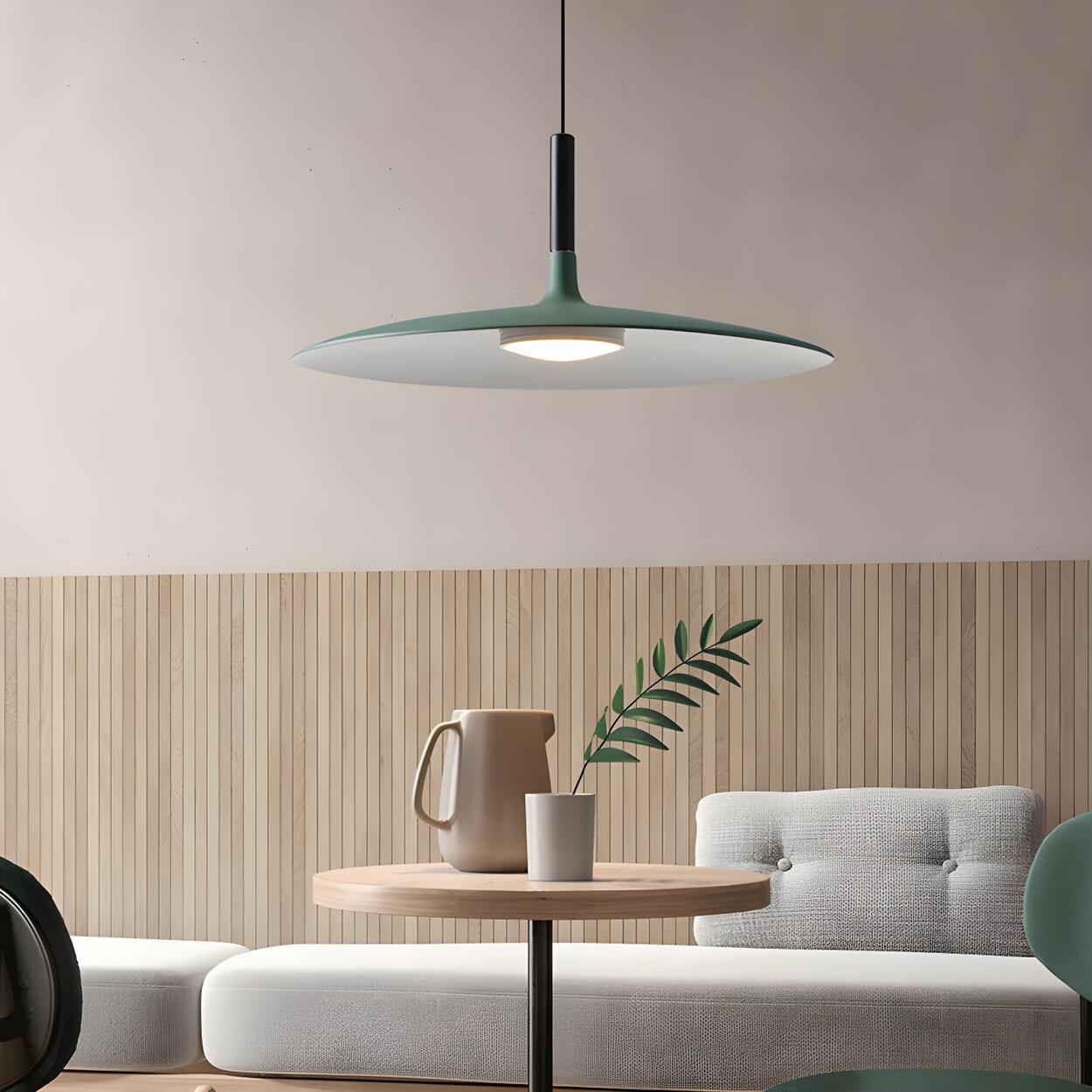 Modern Dimmable Aluminium Sleek Disc Pendant Light Image - 2