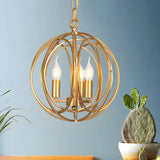 Modern Dining Room Gold Candelabra Orb Pendant Chandelier Image - 1