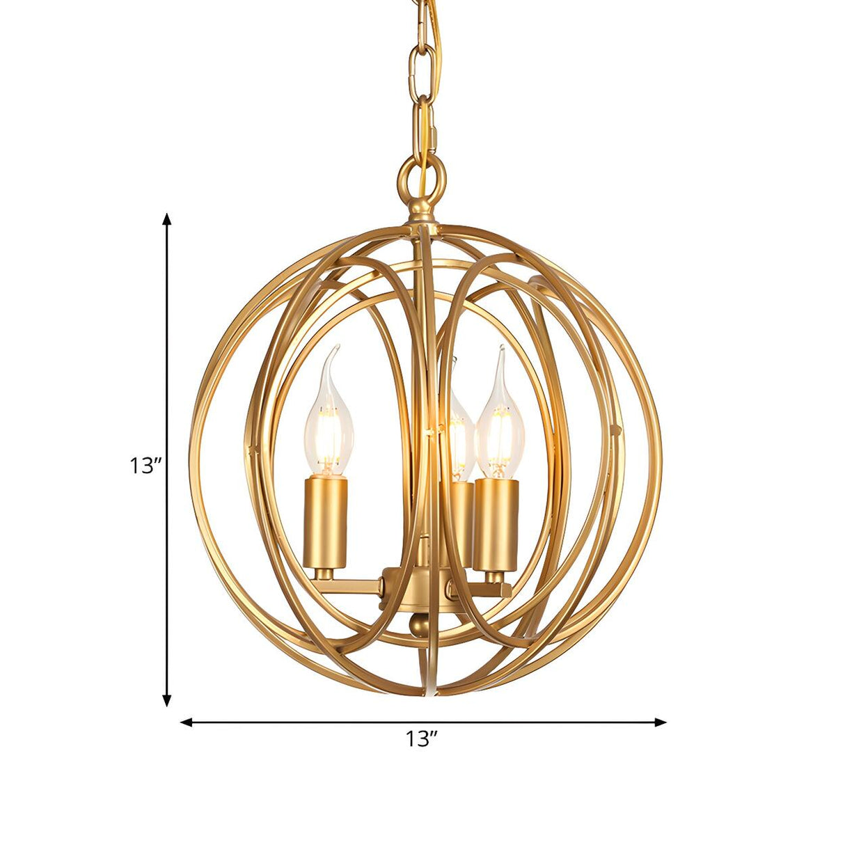 Modern Dining Room Gold Candelabra Orb Pendant Chandelier Image - 14