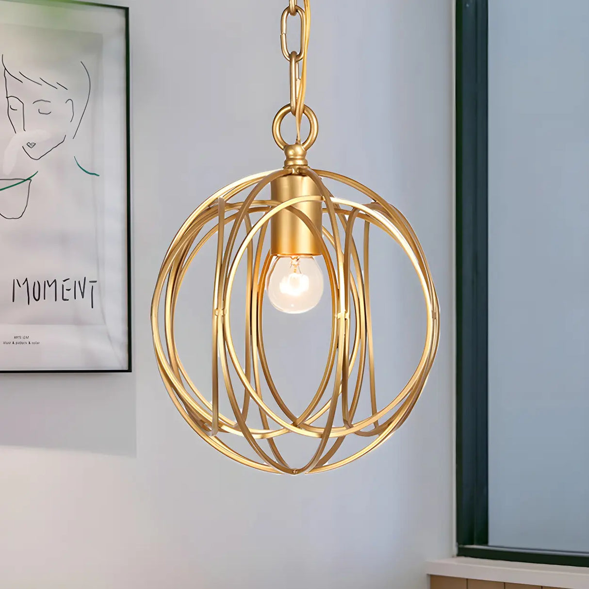 Modern Dining Room Gold Candelabra Orb Pendant Chandelier Image - 2