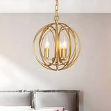 Modern Dining Room Gold Candelabra Orb Pendant Chandelier Image - 8
