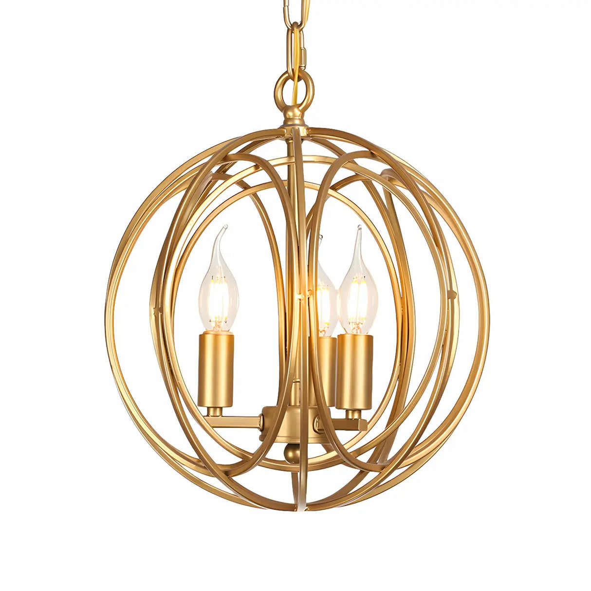 Modern Dining Room Gold Candelabra Orb Pendant Chandelier Image - 9