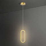 Modern Dining Room Gold Dual Oval LED Pendant Light Image - 5