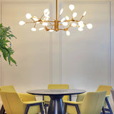Modern Dining Room Gold Iron Tree Twig Branching Chandelier Image - 2