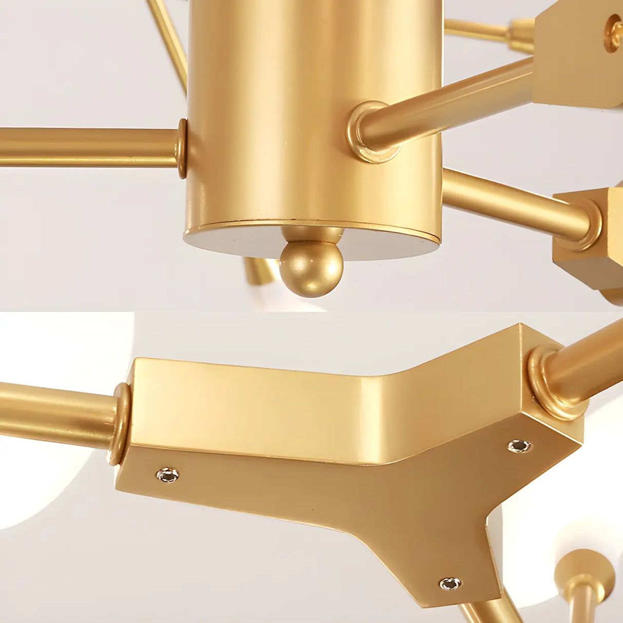 Modern Dining Room Gold Iron Tree Twig Branching Chandelier Image - 4