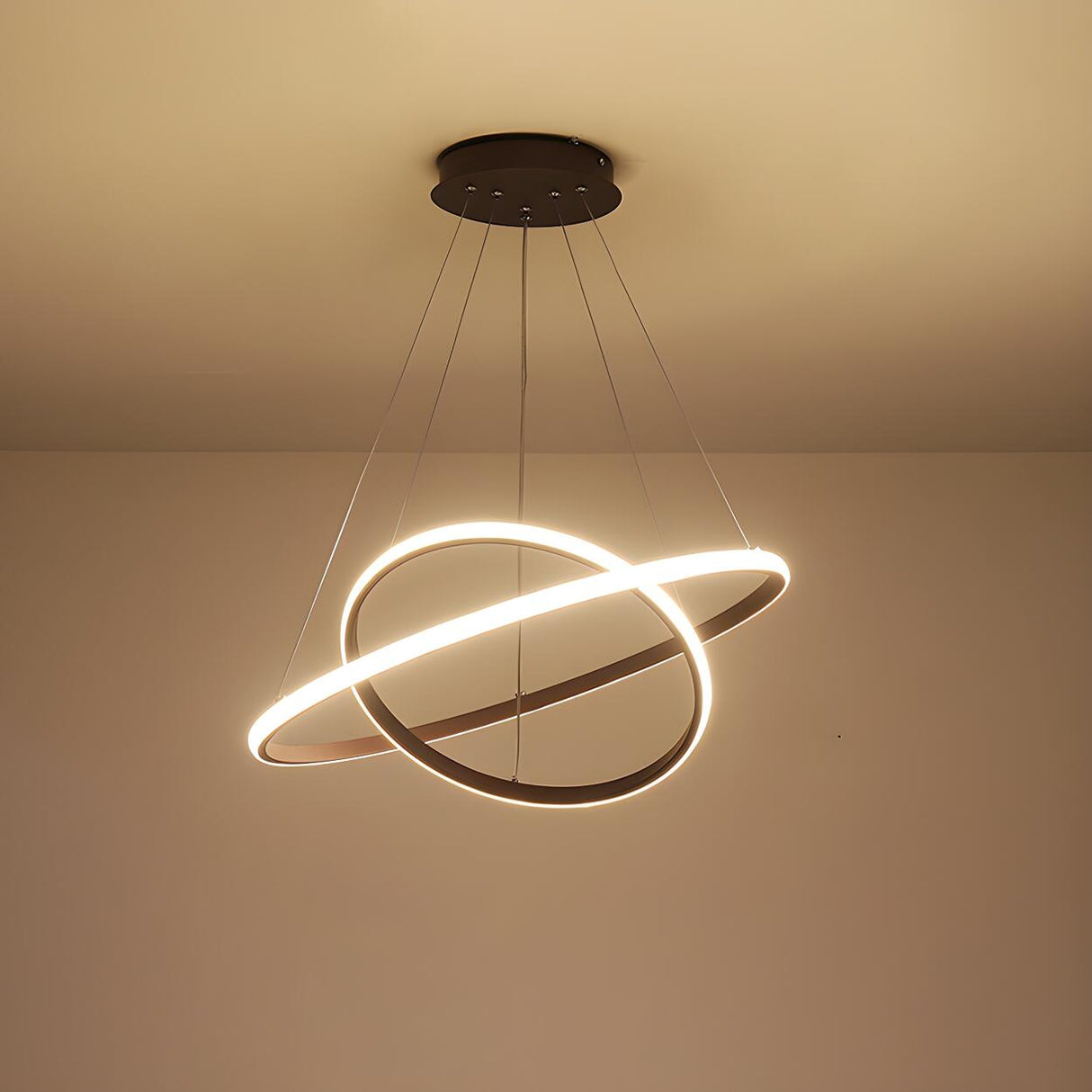 Modern Dining Room LED Ring Tiered Pendant Light Chandelier Image - 11