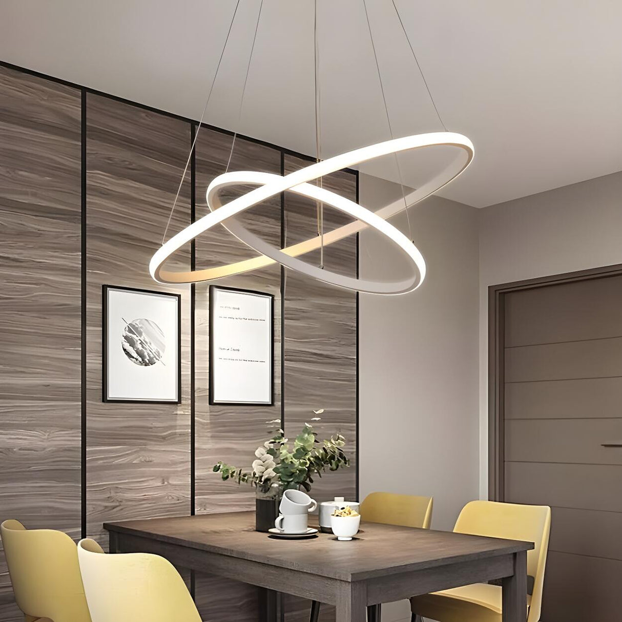 Modern Dining Room LED Ring Tiered Pendant Light Chandelier Image - 15