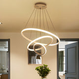 Modern Dining Room LED Ring Tiered Pendant Light Chandelier Image - 6