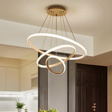 Modern Dining Room LED Ring Tiered Pendant Light Chandelier Image - 7