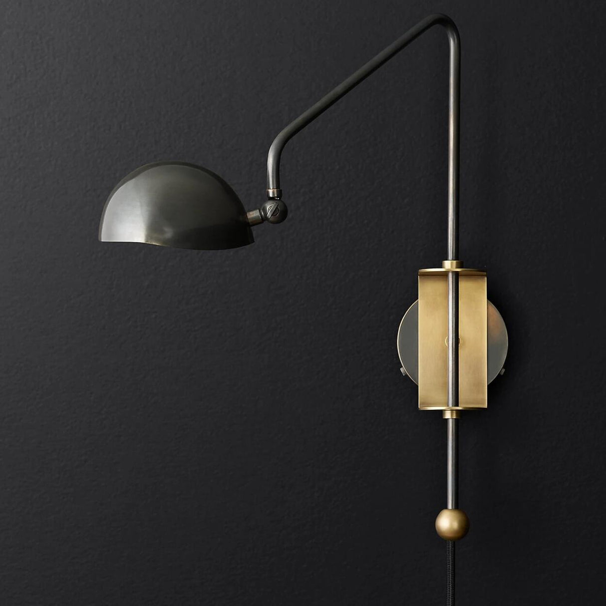 Modern Dome Bedroom LED Swing Arm Wall Sconce Image - 12