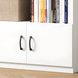 Modern Doors White Wood Vertical Storage Bookcase Image - 10