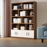 Modern Doors White Wood Vertical Storage Bookcase Image - 13