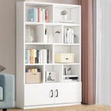 Modern Doors White Wood Vertical Storage Bookcase Image - 18