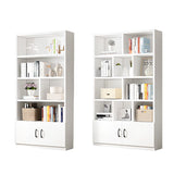 Modern Doors White Wood Vertical Storage Bookcase Image - 19