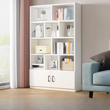 Modern Doors White Wood Vertical Storage Bookcase Image - 2