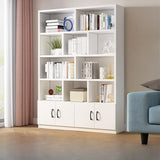 Modern Doors White Wood Vertical Storage Bookcase Image - 3