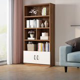 Modern Doors White Wood Vertical Storage Bookcase Image - 4