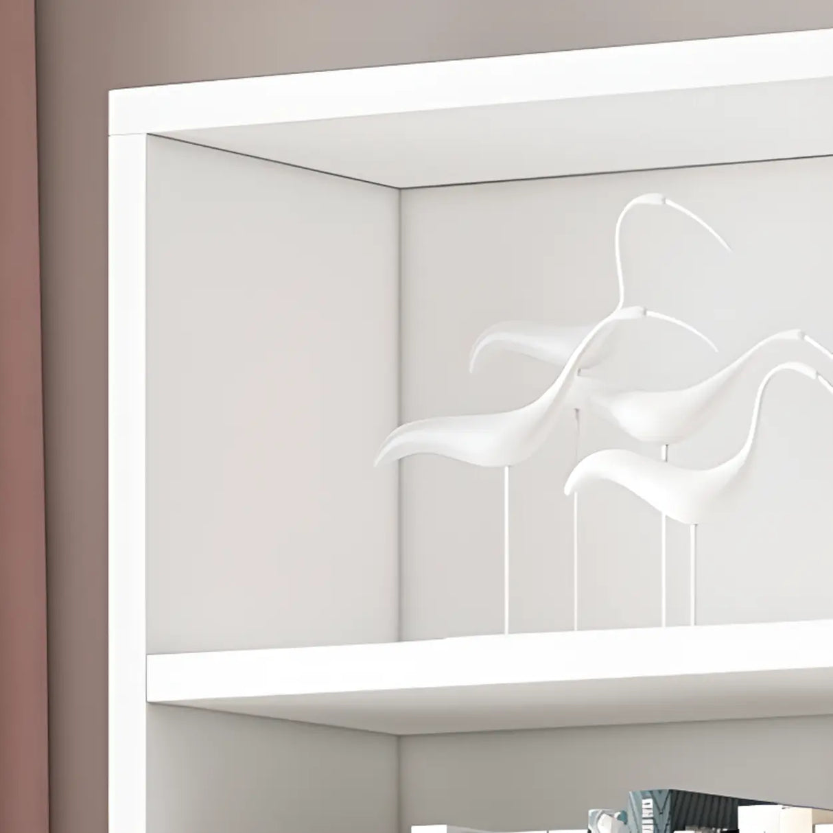 Modern Doors White Wood Vertical Storage Bookcase Image - 6