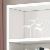 Modern Doors White Wood Vertical Storage Bookcase Image - 6