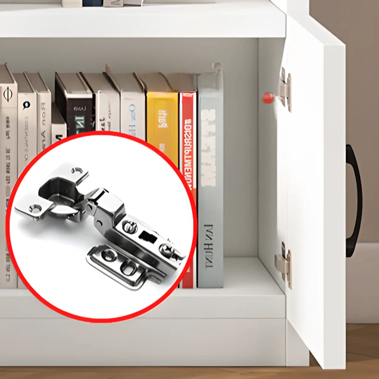 Modern Doors White Wood Vertical Storage Bookcase Image - 7