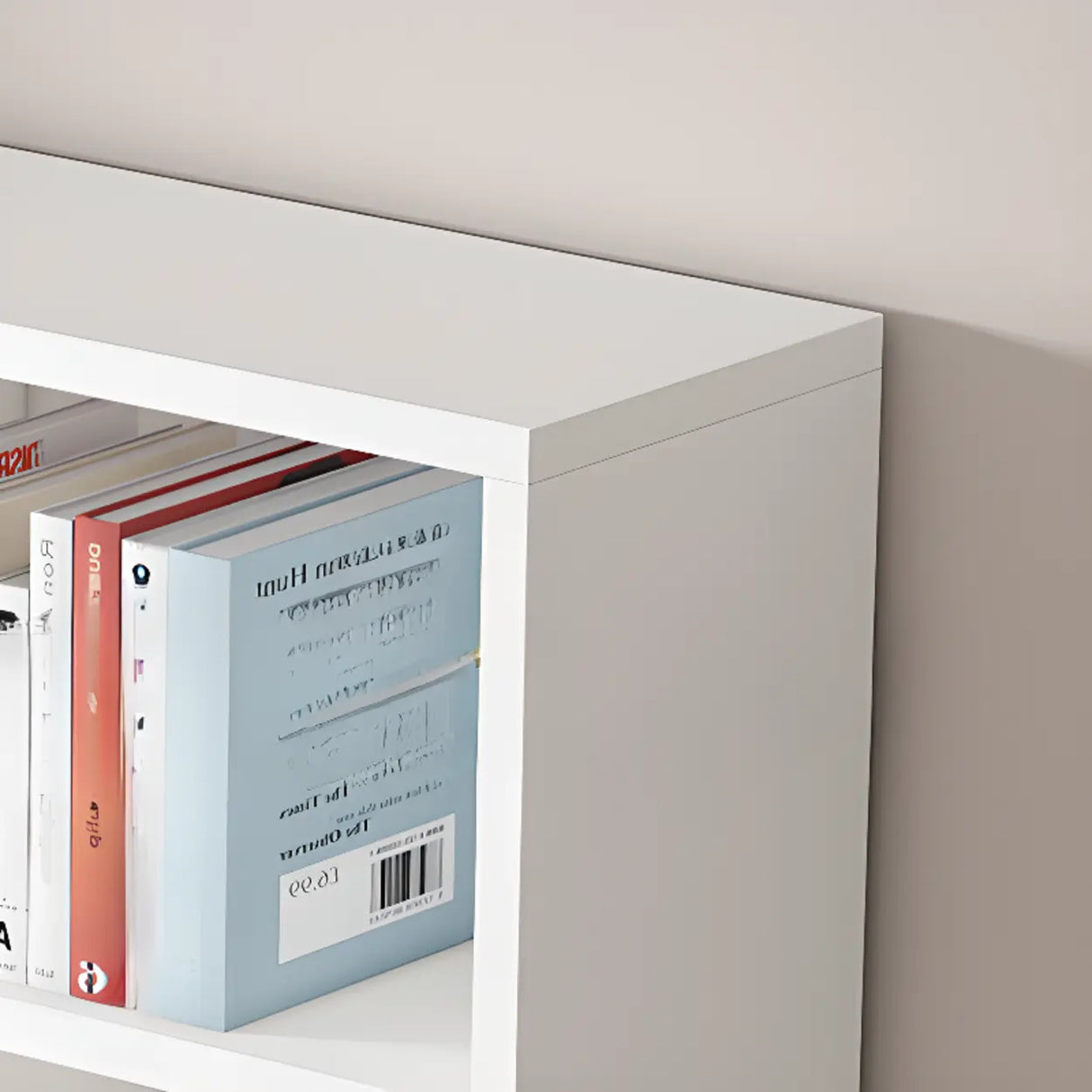 Modern Doors White Wood Vertical Storage Bookcase Image - 8