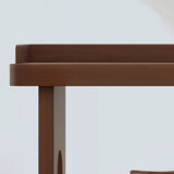 Modern Double Pedestal Rectangular Slim Brown Wood Bar Table Image - 6