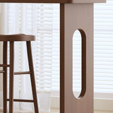 Modern Double Pedestal Rectangular Slim Brown Wood Bar Table Image - 7
