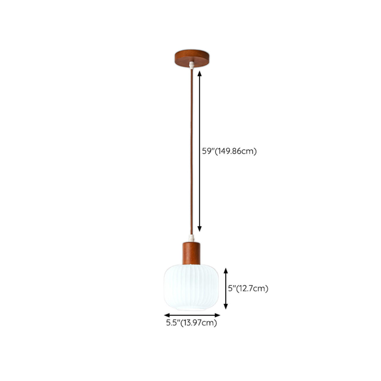 Modern Drum White Ribbed Glass Ceiling Pendant Light 