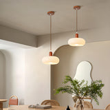 Modern Drum White Ribbed Glass Ceiling Pendant Light Image - 5